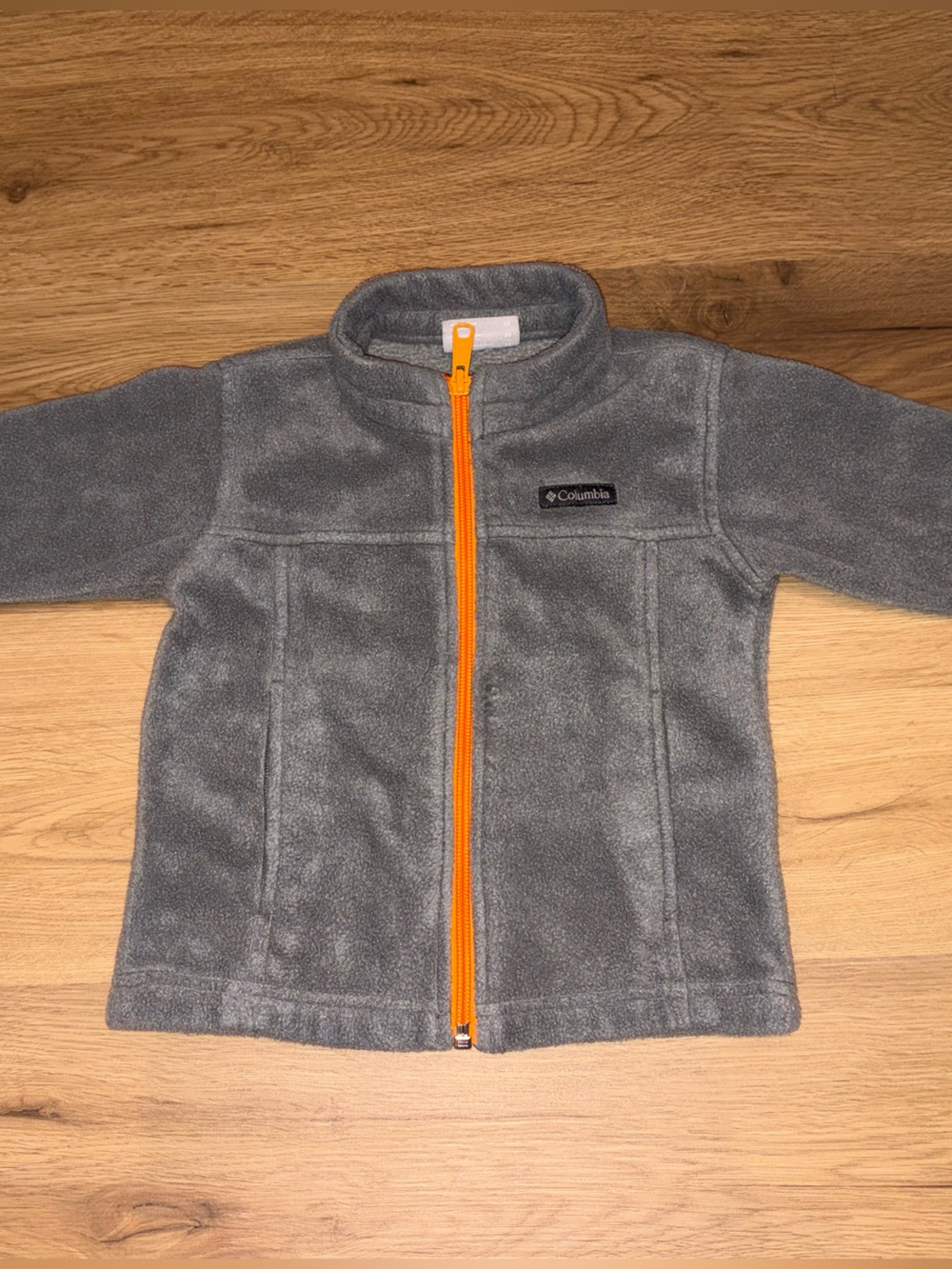 Columbia Gray Fleece Toddler Jacket with Orange Zipper 2T Warm